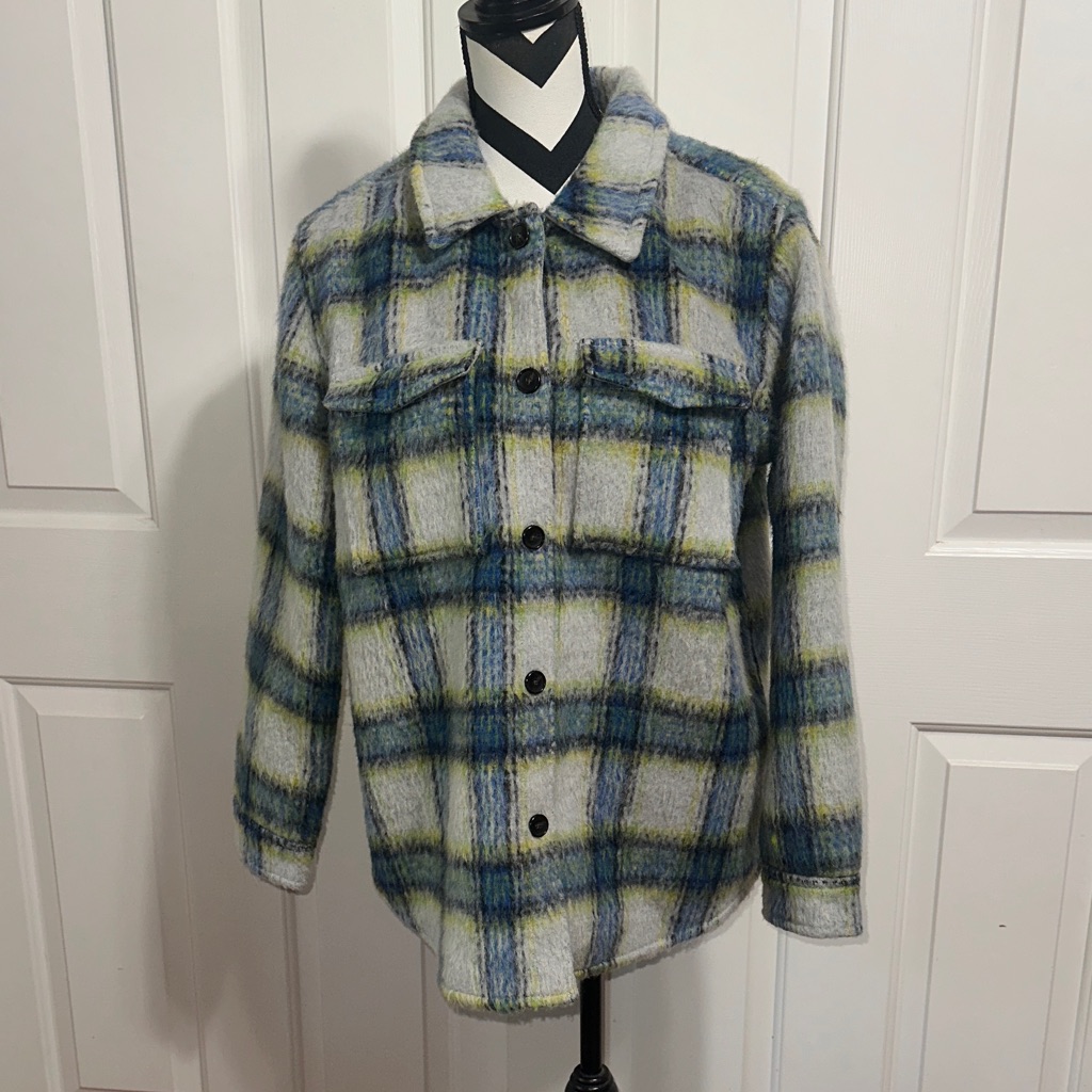 Rails Nwt Turner Shacket In Cobalt Lime Smoke